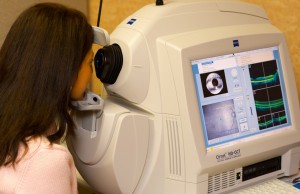 A patient is tested with Optical Coherence Tomography